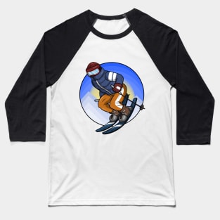 Ski jumper with Skis Ski hat and Glasses Baseball T-Shirt